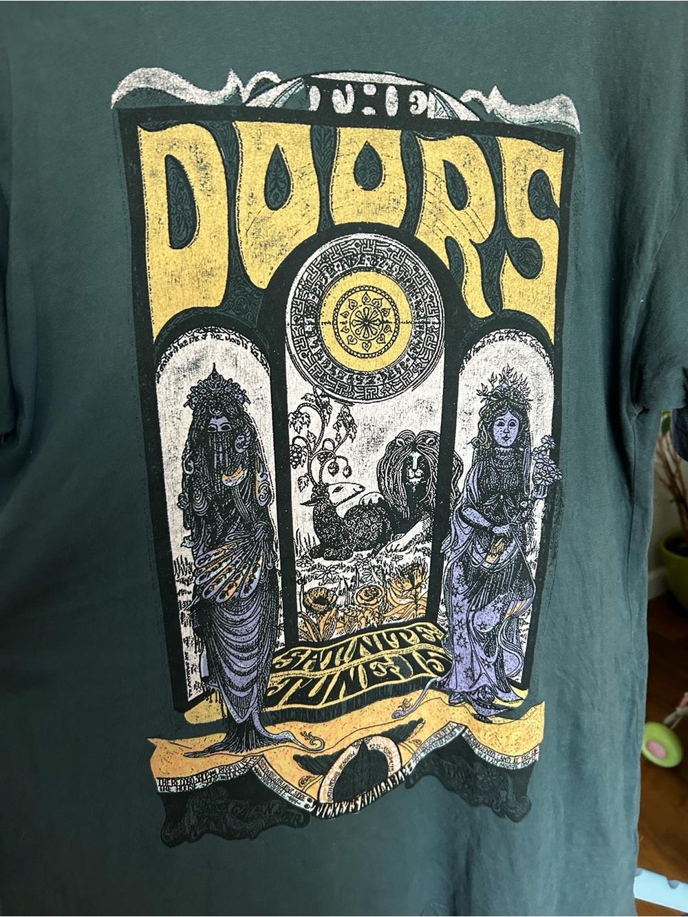 NWOT Daydreamer Vintage Black The Doors Graphic Tee Dress with Yellow & Purple - Picture 2 of 5